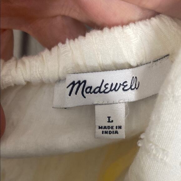 Madewell Ruffle-Strap Tiered Midi Dress in Textural Stripe Women's Large - Picture 4 of 8